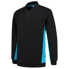 Tricorp 302001 Polosweater Bicolor Borstzak - Black-Turquoise