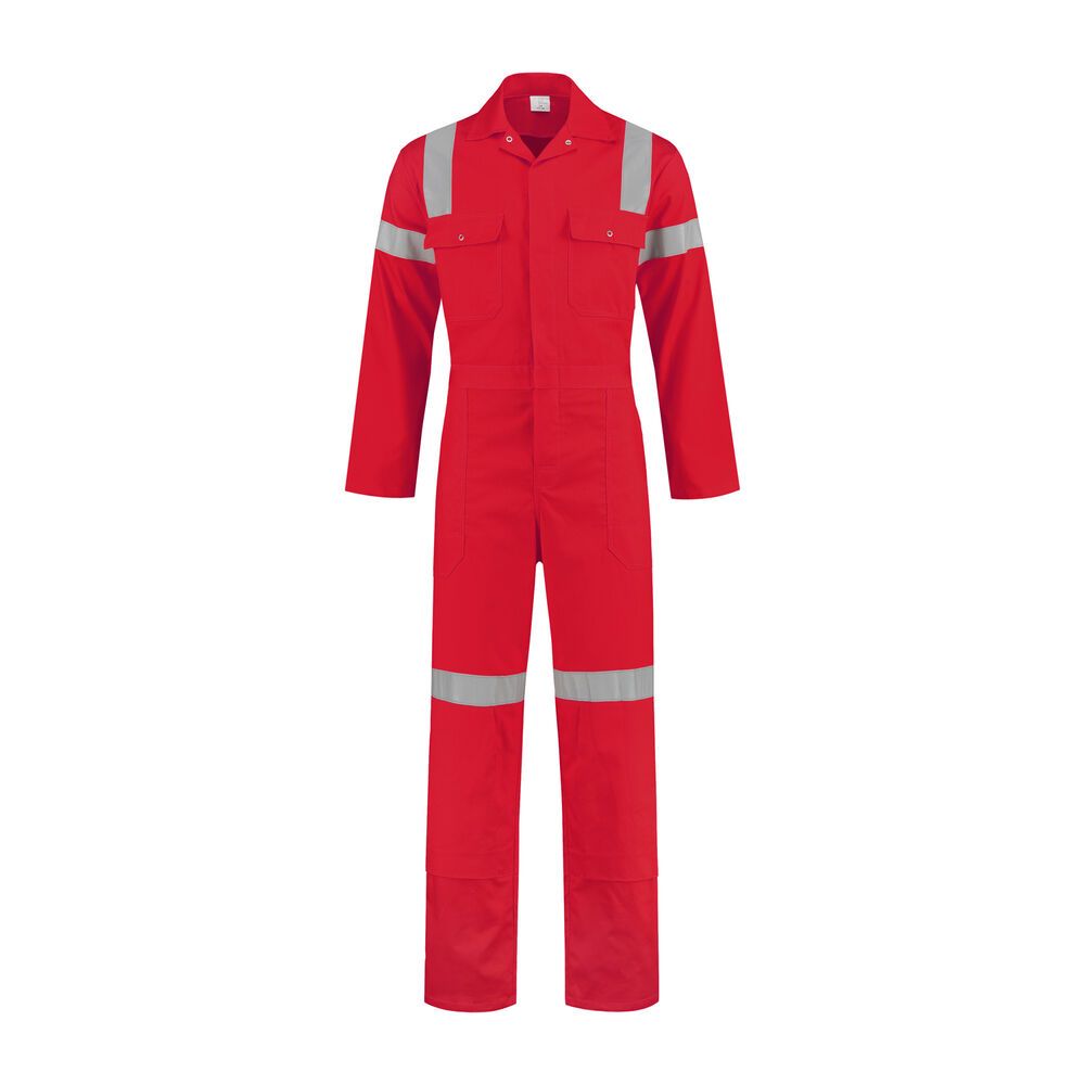 Hoge zichtbaarheidsoverall 100% katoen rood maat 58
