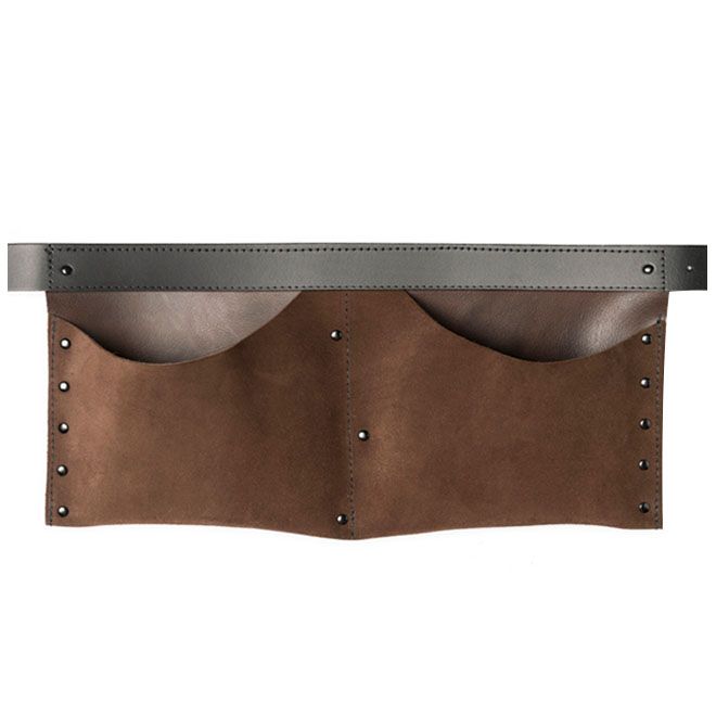 Spijkerschort 2 vakken (44x22cm) - Duurzaam leder - Lederen riem (125x4cm) | NPL-D1 | Eltee