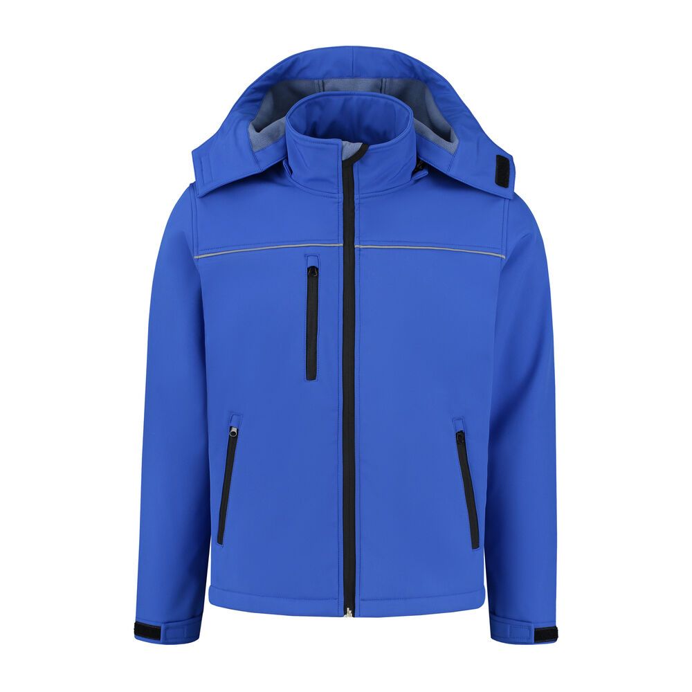 Softshell basic met capuchon korenblauw maat XL