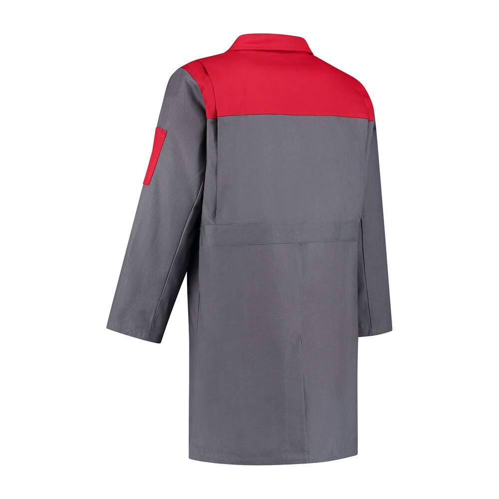Stofjas 2-kleurig 100% katoen grijs/rood maat L