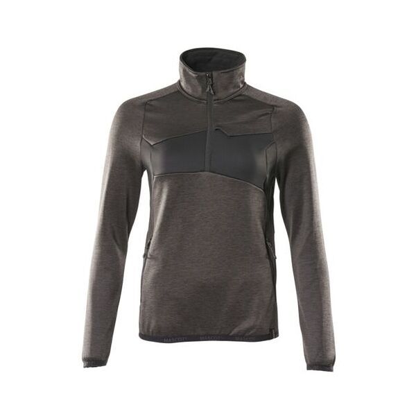 Mascot ACCELERATE Fleece-trui met korte rits – Donker antraciet/zwart – Maat M