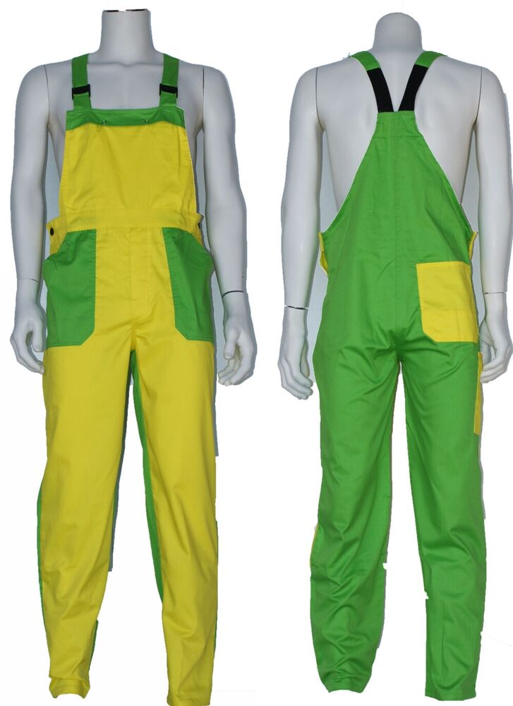 Tuinbroek polyester/katoen geel-zwart maat 58