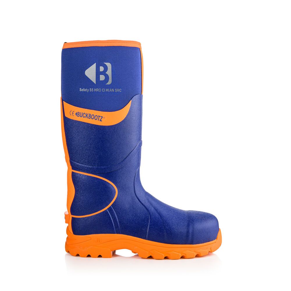 BUCKBOOTZ NEOPREEN LAARS BLAUW/ORANJE S5 Werklaars (rubber) BBZ8000