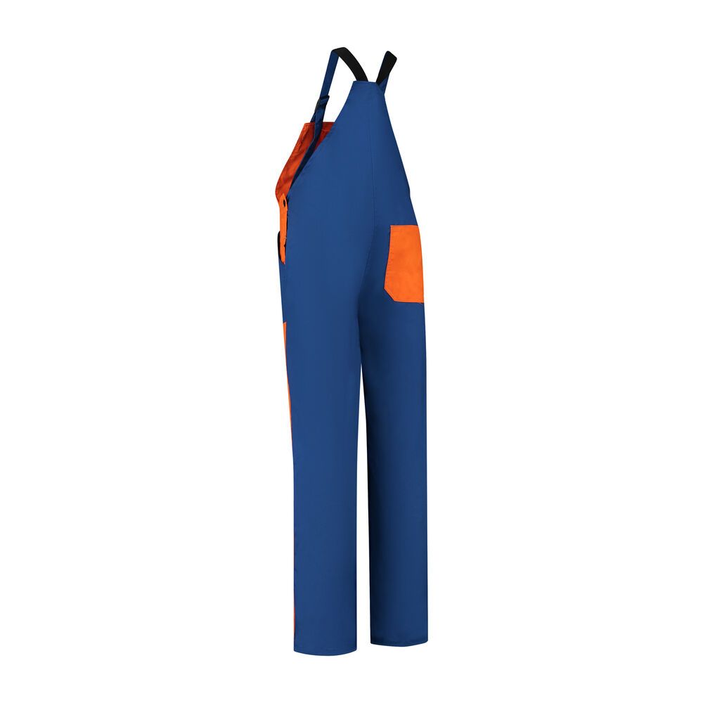 Tuinbroek polyester/katoen oranje-korenblauw maat 128