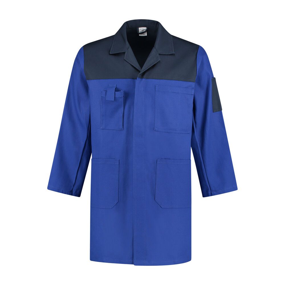Stofjas 2-kleurig 100% katoen korenblauw/navy maat L