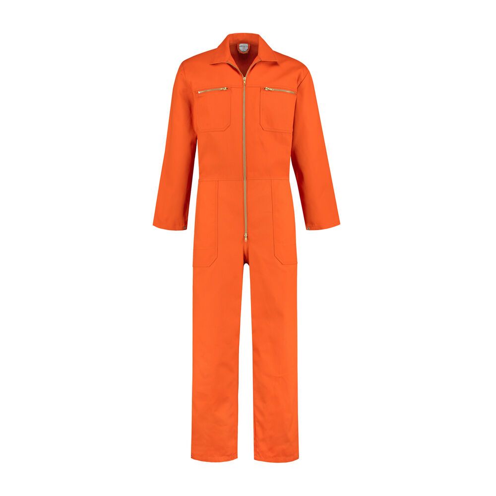 Overall 100% katoen met rits oranje maat 46