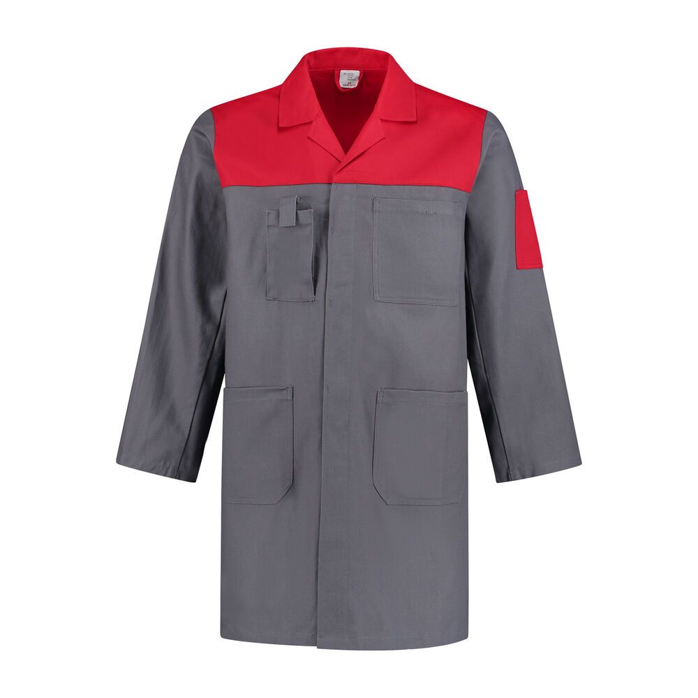 Stofjas 2-kleurig 100% katoen grijs/rood maat L