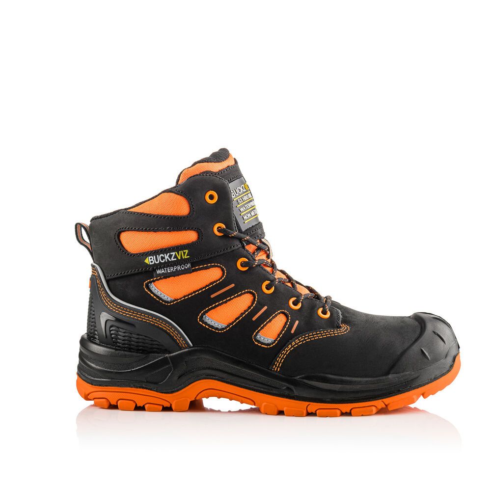 BUCKBOOTZ BUCKZ VIZ HOOG ZWART/ORANJE S3 Werkschoen BVIZ2